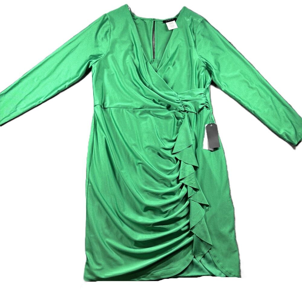 B Darlin Women Ruffled Bodycon Mini Dress NWT New Preppy Sexy Green 16W J103